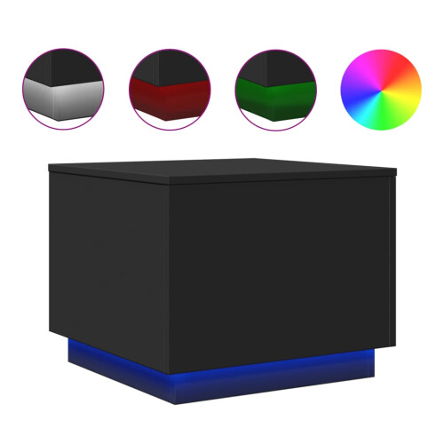 VidaXL vidaXL Coffee Table with LED Lights Hall End Table Side Tea Sofa Table Black 1