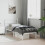 VidaXL vidaXL Metal Bed Frame with Headboard Bed Base White 75x190 cm Small Single 3