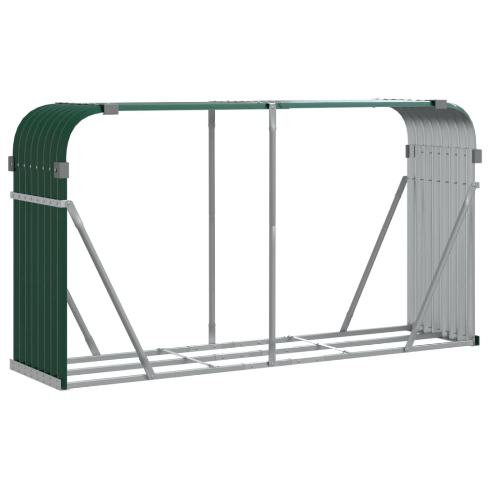 Vidaxl Log Holder Firewood Rack Log Stand Wood Storage Green Galvanised Steel
