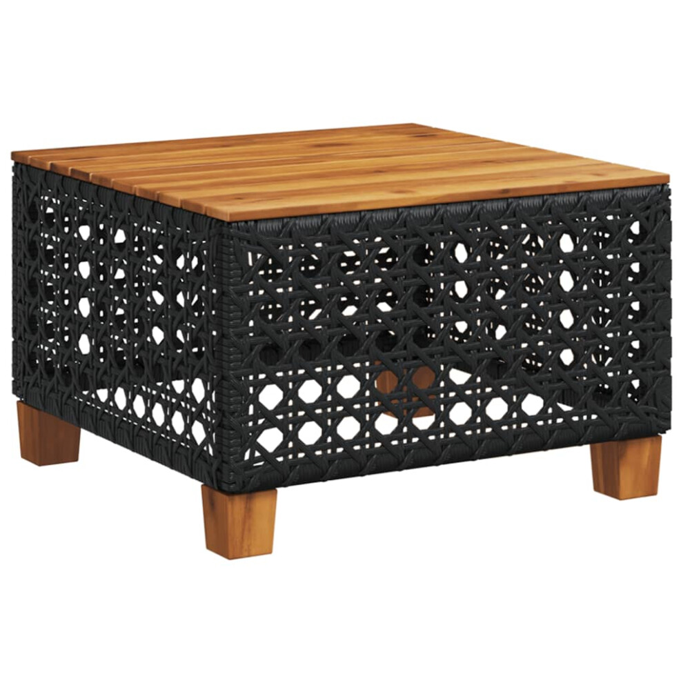 vidaXL Garden Table Outdoor Table Dining Table Black Poly Rattan Acacia Wood