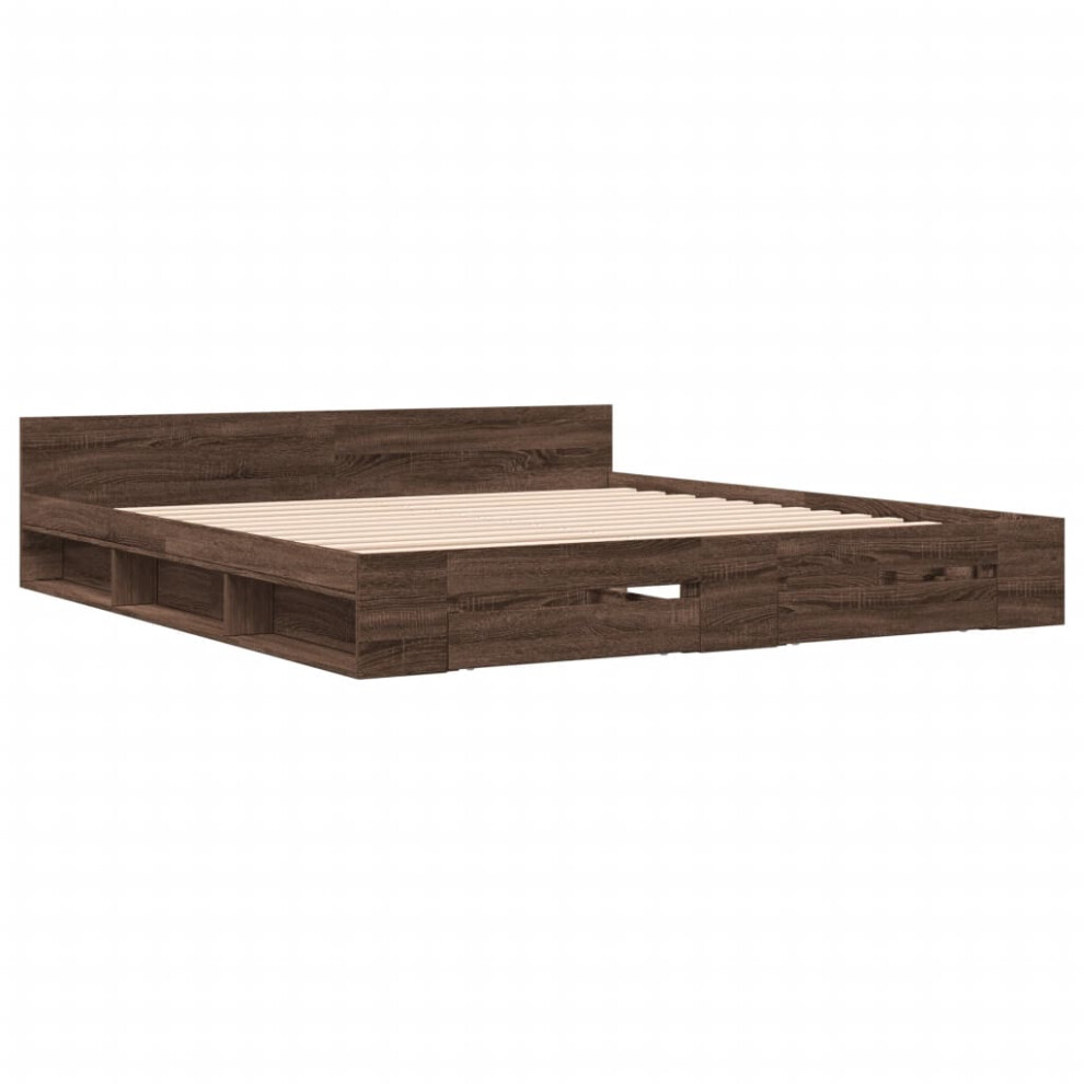 (brown oak, 200 x 200 cm) vidaXL Bed Frame with Drawers Bed Base Smoked Oak 200x200 cm Engineered Wood