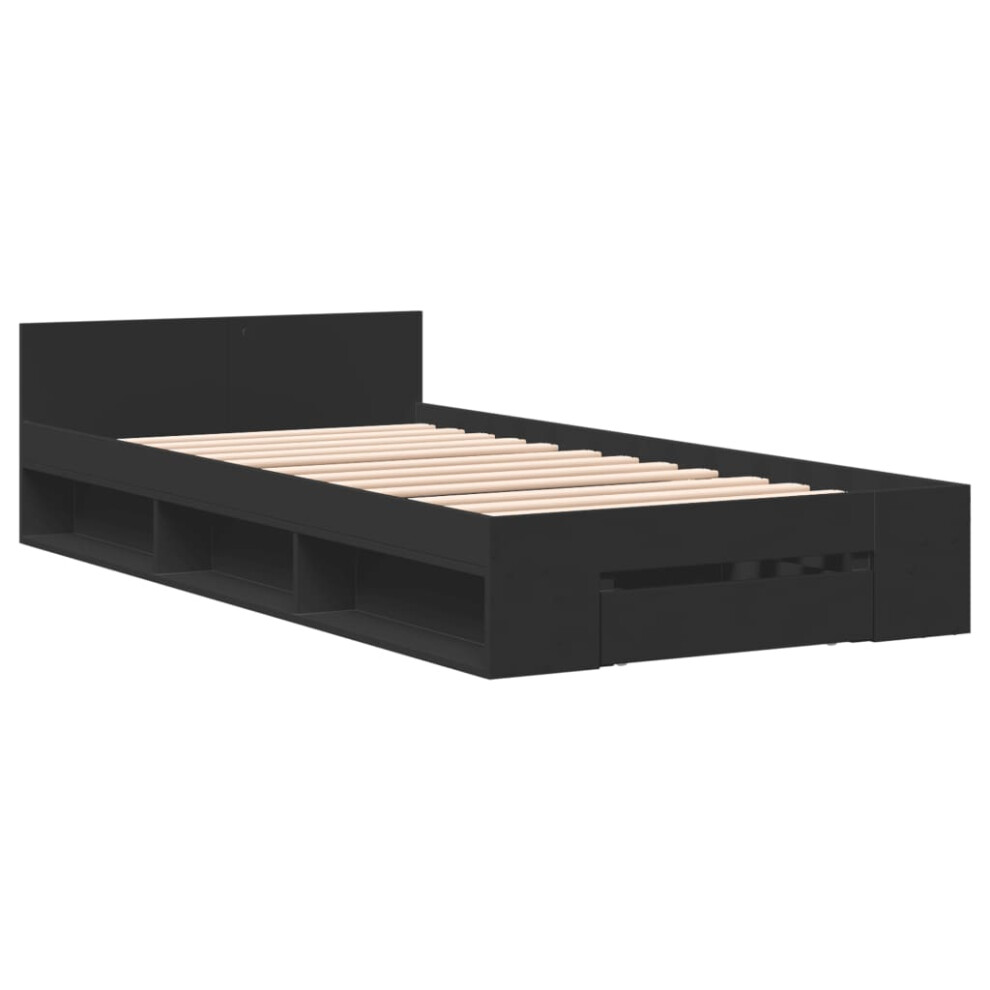 (black, 90 x 190 cm) vidaXL Bed Frame with Drawers Bed Base Smoked Oak 200x200 cm Engineered Wood