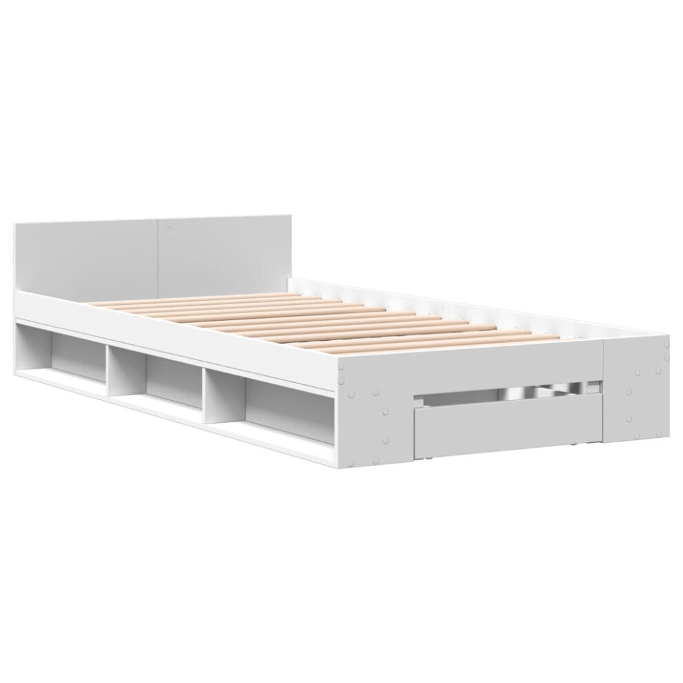 (white, 100 x 200 cm) vidaXL Bed Frame with Drawers Bed Base Smoked Oak 200x200 cm Engineered Wood