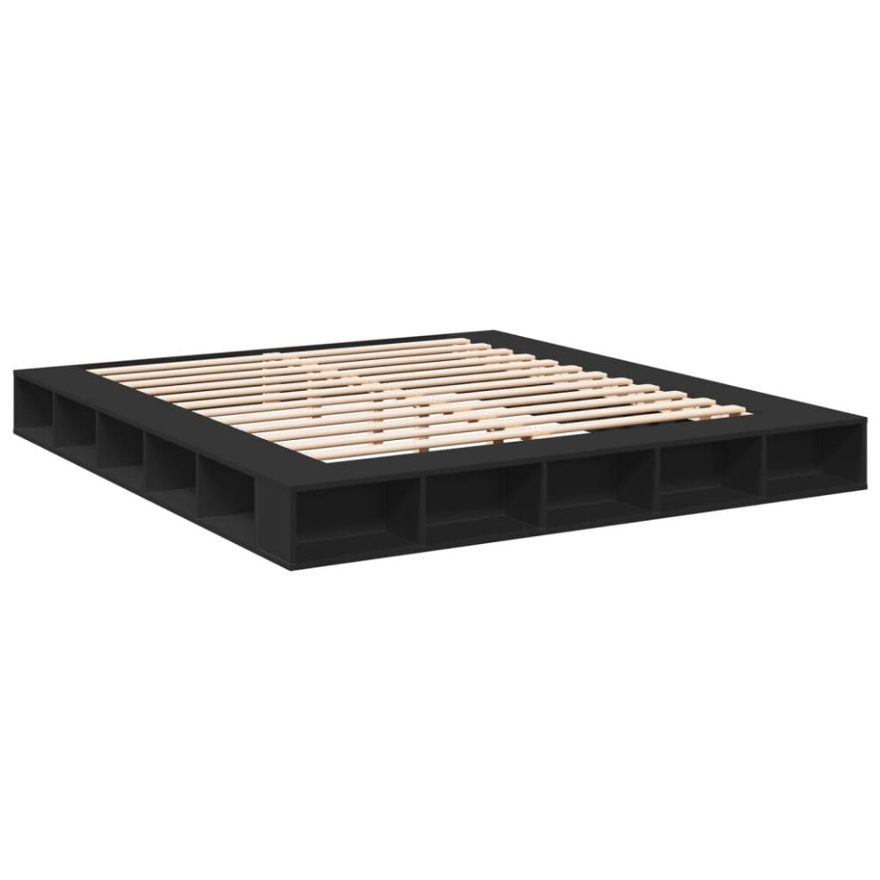 (black, 200 x 200 cm) vidaXL Bed Frame Home Bed Base Brown Oak 180x200 cm Super King Engineered Wood