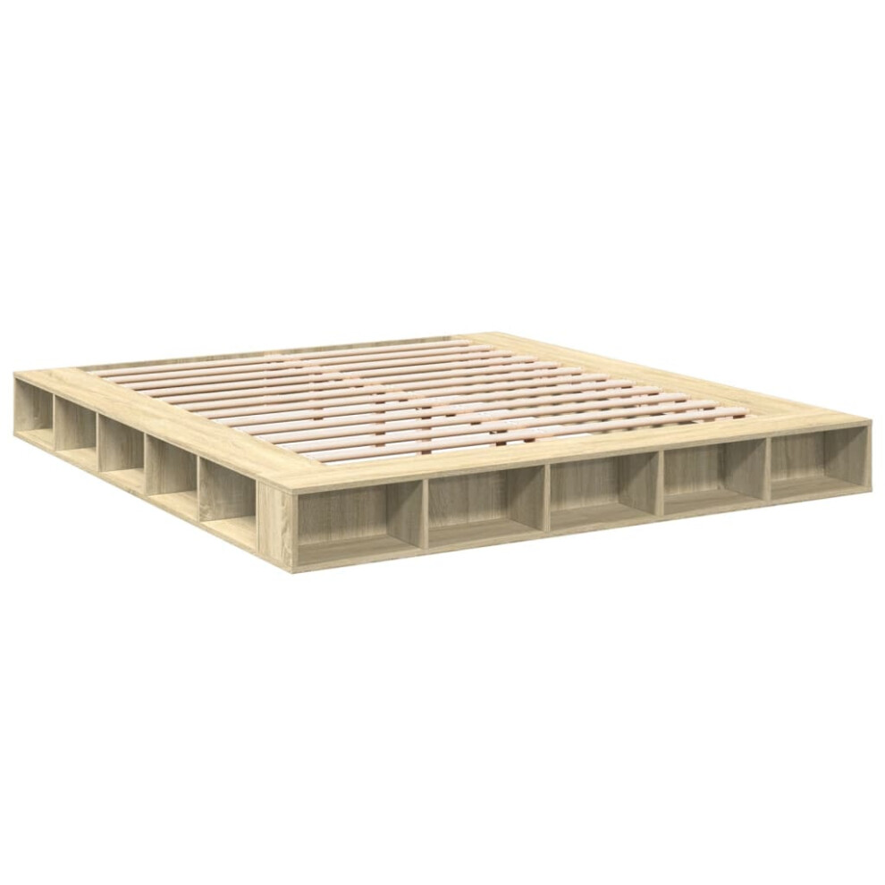 Vidaxl (Sonoma Oak, 200 X 200 Cm) Bed Frame Home Bed Base Brown Oak 180X200 Cm Super King Engineered Wood