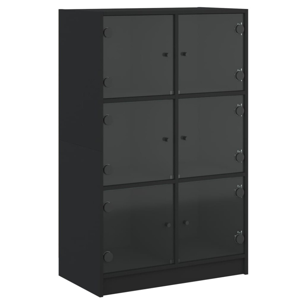 Vidaxl Highboard With Doors Sideboard Storage Cupboard Black Engineered Wood
