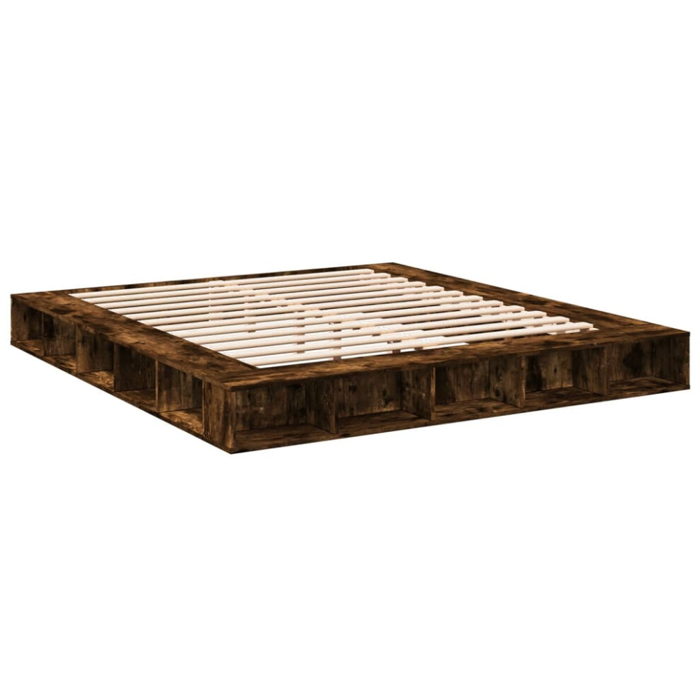 (smoked oak, 200 x 200 cm) vidaXL Bed Frame Home Bed Base Brown Oak 180x200 cm Super King Engineered Wood