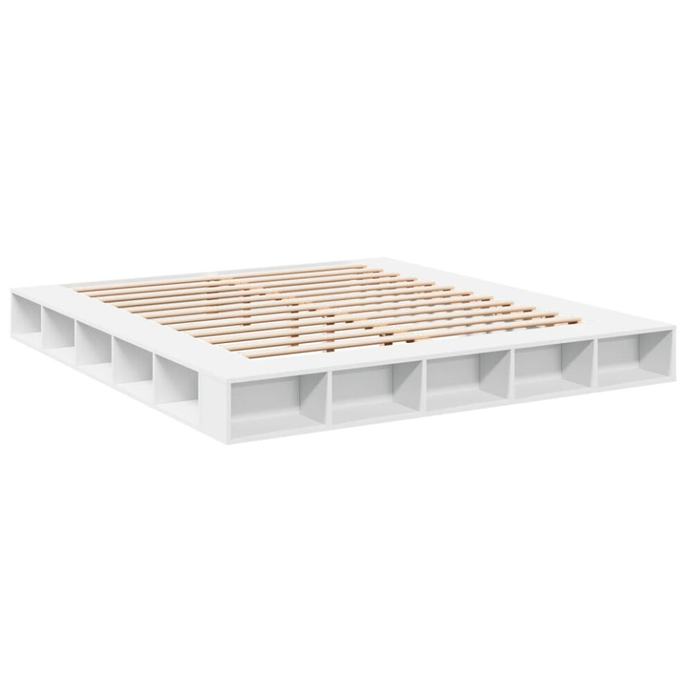 Vidaxl (White, 180 X 200 Cm) Bed Frame Home Bed Base Brown Oak 180X200 Cm Super King Engineered Wood