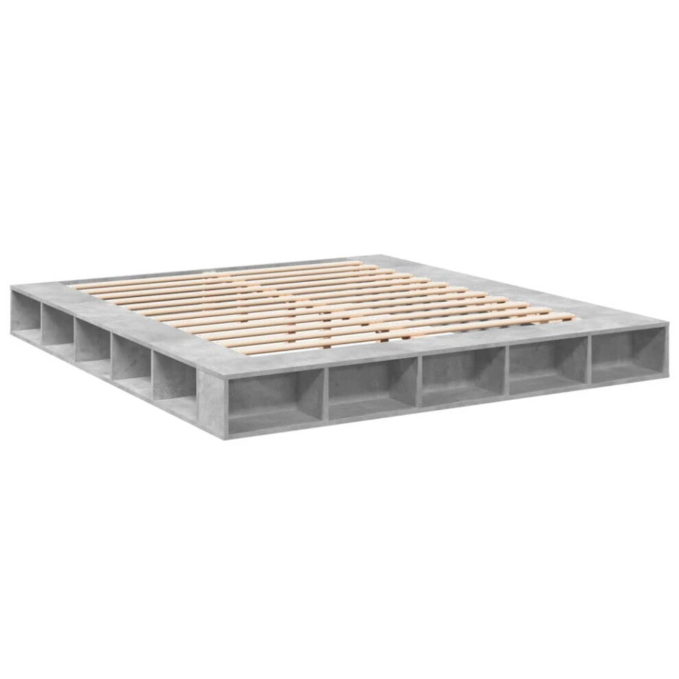 Vidaxl (Concrete Grey, 180 X 200 Cm) Bed Frame Home Bed Base Brown Oak 180X200 Cm Super King Engineered Wood