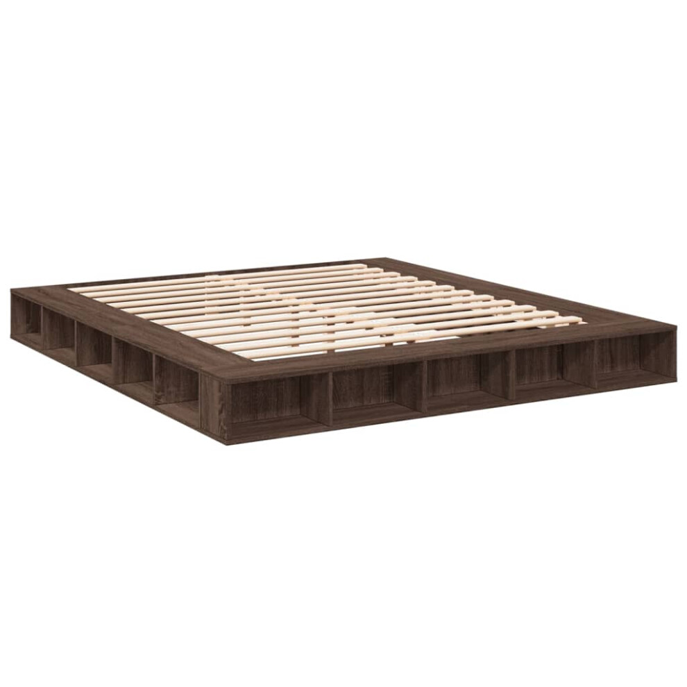 (brown oak, 180 x 200 cm) vidaXL Bed Frame Home Bed Base Brown Oak 180x200 cm Super King Engineered Wood