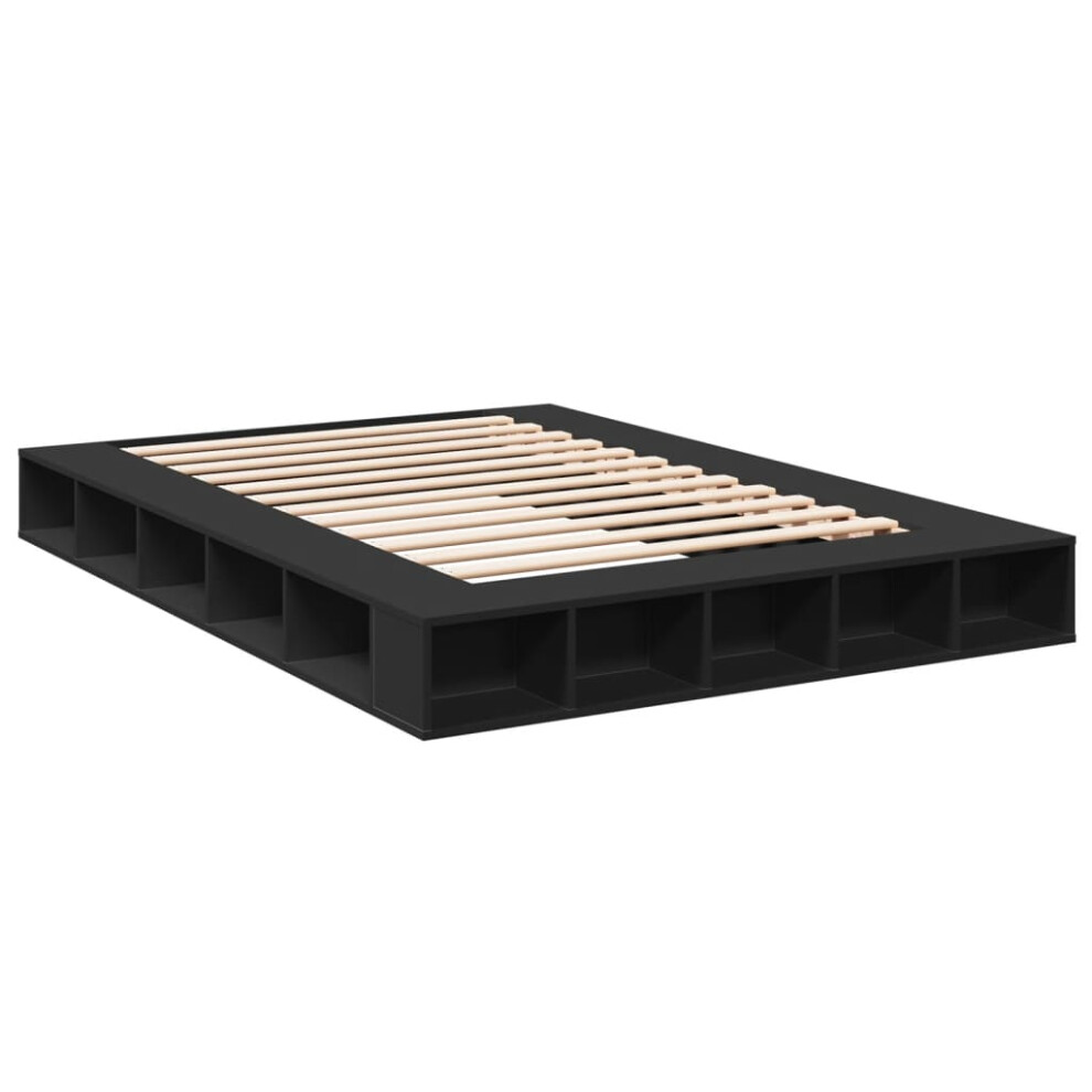 Vidaxl (Black, 160 X 200 Cm) Bed Frame Home Bed Base Brown Oak 180X200 Cm Super King Engineered Wood
