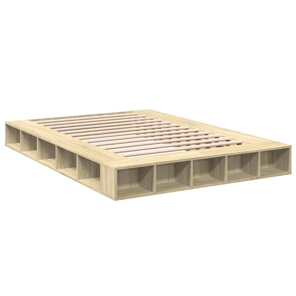 Vidaxl (Sonoma Oak, 160 X 200 Cm) Bed Frame Home Bed Base Brown Oak 180X200 Cm Super King Engineered Wood