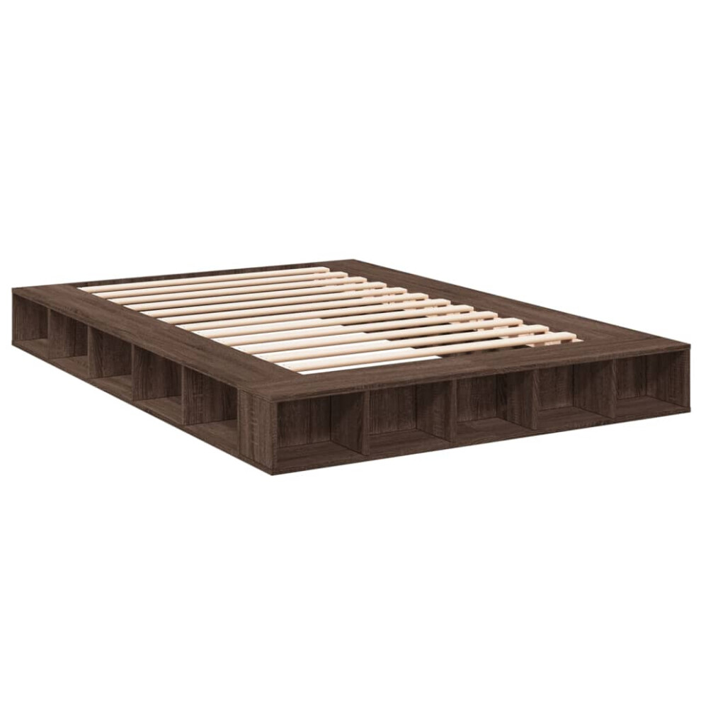 (brown oak, 160 x 200 cm) vidaXL Bed Frame Home Bed Base Brown Oak 180x200 cm Super King Engineered Wood