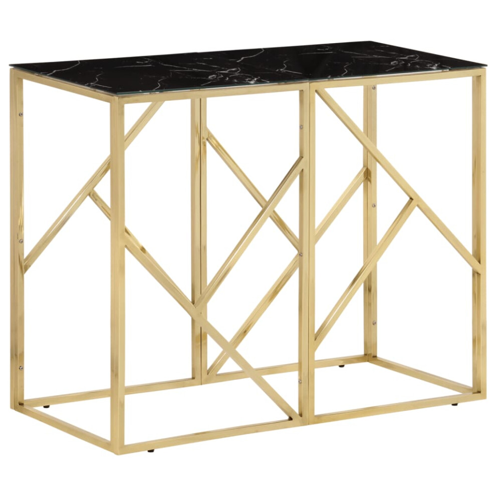 vidaXL Console Table Side End Table Gold Stainless Steel and Tempered Glass