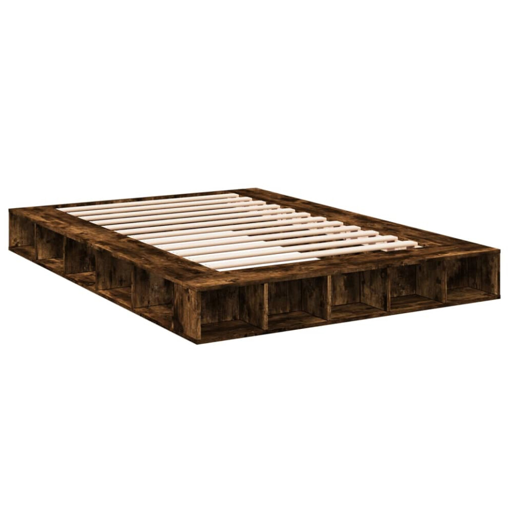 (smoked oak, 150 x 200 cm) vidaXL Bed Frame Home Bed Base Brown Oak 180x200 cm Super King Engineered Wood