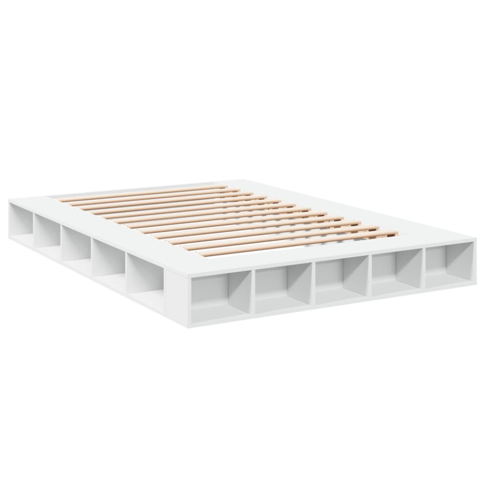 Vidaxl (White, 140 X 200 Cm) Bed Frame Home Bed Base Brown Oak 180X200 Cm Super King Engineered Wood