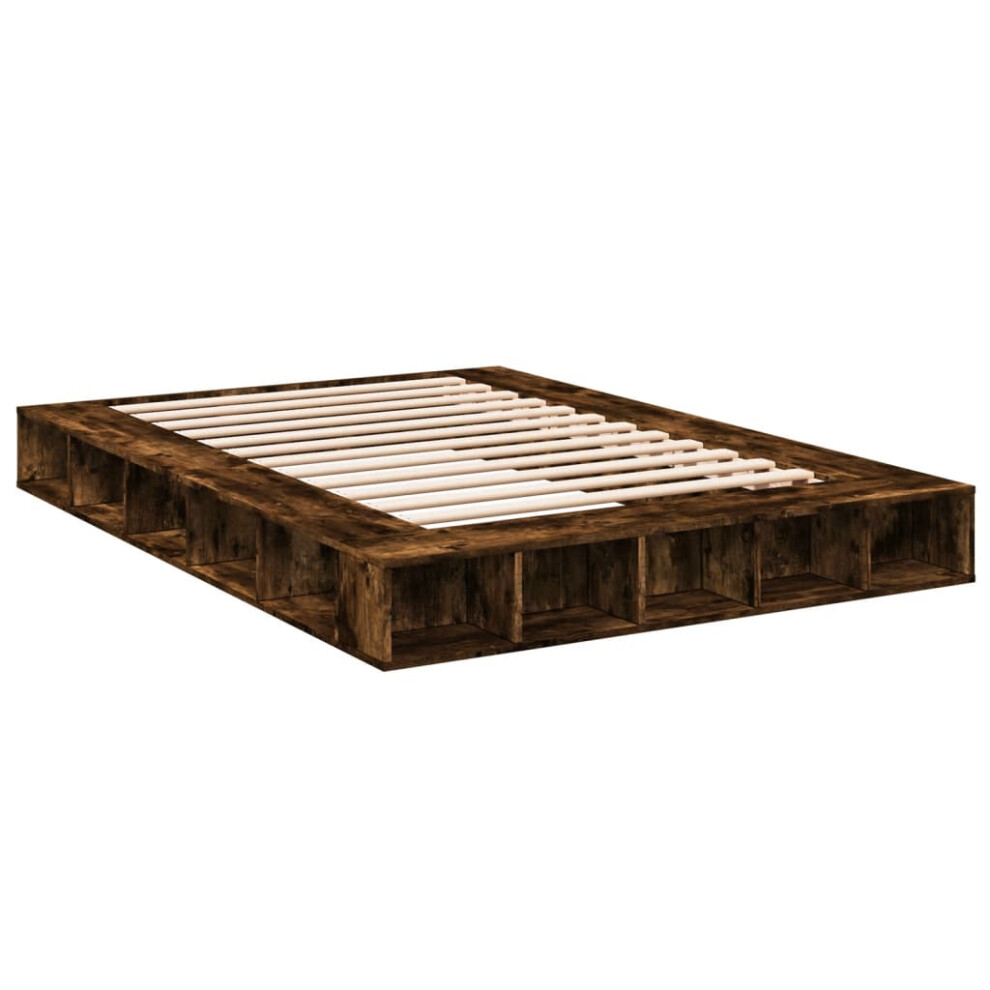 (smoked oak, 140 x 200 cm) vidaXL Bed Frame Home Bed Base Brown Oak 180x200 cm Super King Engineered Wood