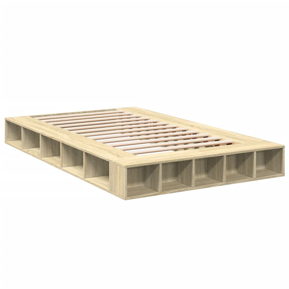 Vidaxl (Sonoma Oak, 120 X 200 Cm) Bed Frame Home Bed Base Brown Oak 180X200 Cm Super King Engineered Wood