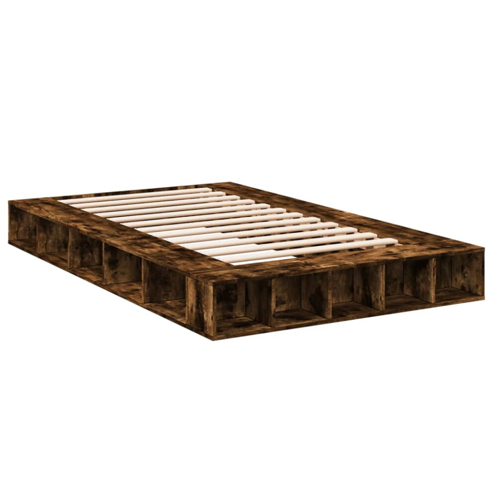 (smoked oak, 140 x 190 cm) vidaXL Bed Frame Home Bed Base Brown Oak 180x200 cm Super King Engineered Wood