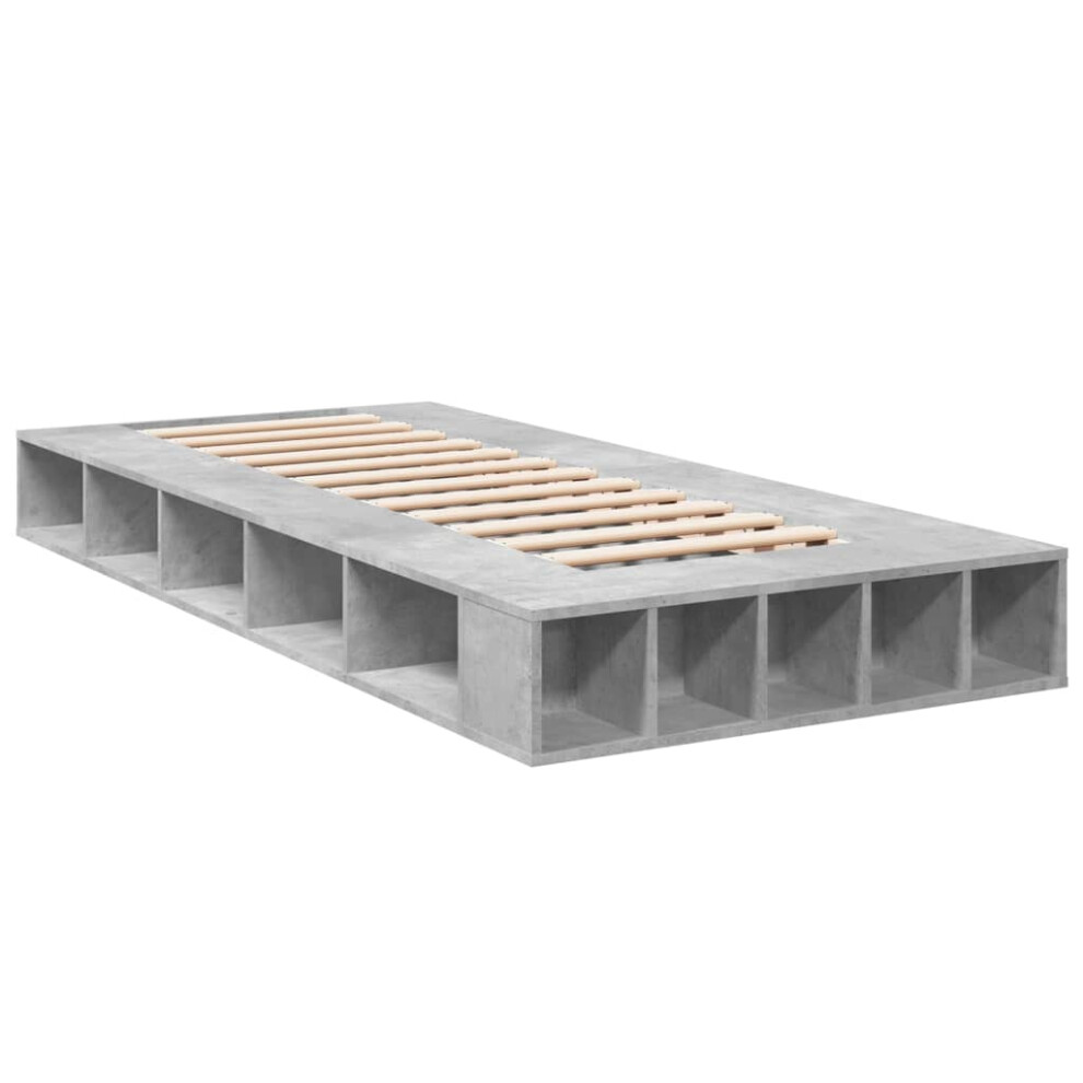 Vidaxl (Concrete Grey, 75 X 190 Cm) Bed Frame Home Bed Base Brown Oak 180X200 Cm Super King Engineered Wood
