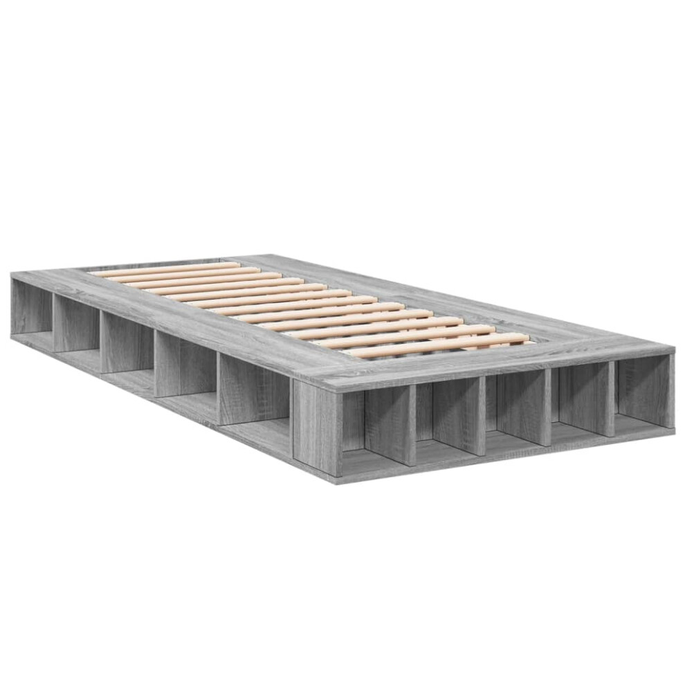 Vidaxl (Grey Sonoma, 75 X 190 Cm) Bed Frame Home Bed Base Brown Oak 180X200 Cm Super King Engineered Wood