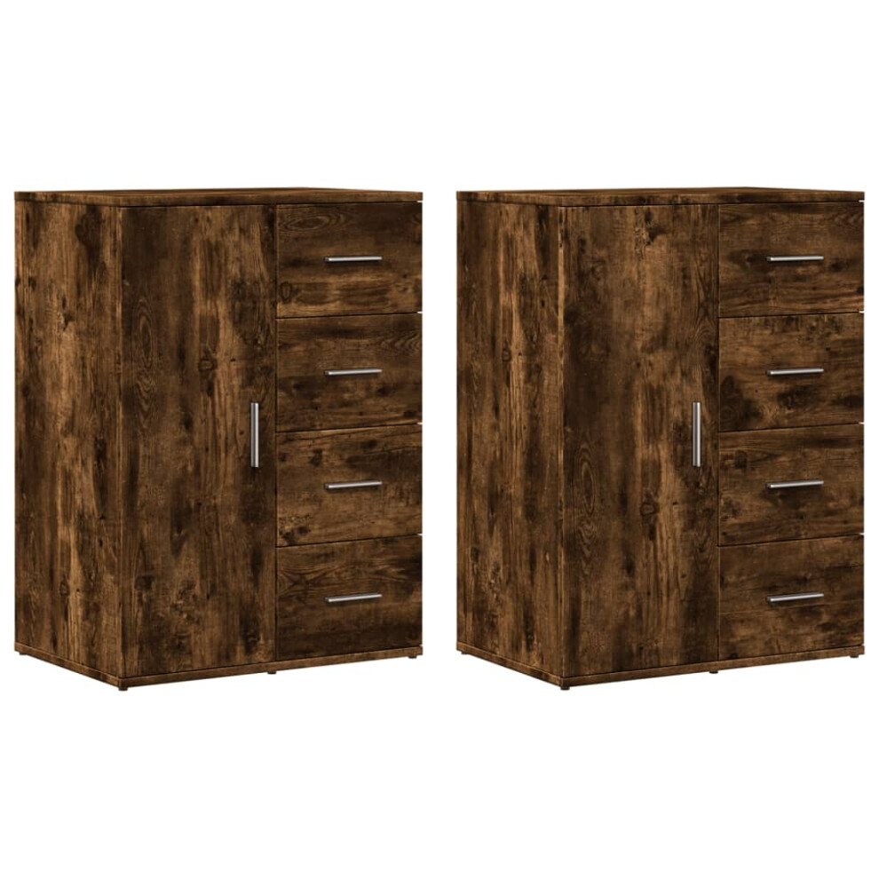 vidaXL Sideboards Cupboard Cabinet Highboard 2 pcs Smoked Oak Engineered Wood