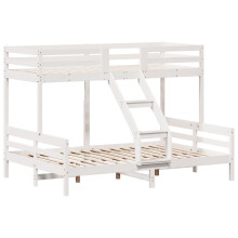 vidaXL Etagenbett 90x200/140x200 cm Weiß Massivholz Kiefer