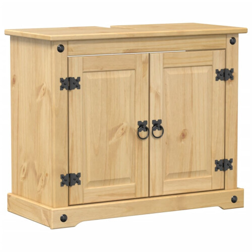 VidaXL vidaXL Corona Solid Pine Bathroom Sink Vanity Unit, 73x33x60 cm – Rustic Honey Wax Finish with Ample Storage 1