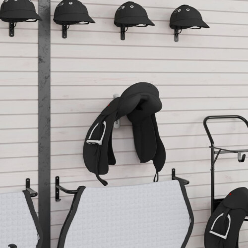 VidaXL vidaXL Saddle Rack with Bridle Hook Single Arm Foldable Saddle Stand Black Iron 2