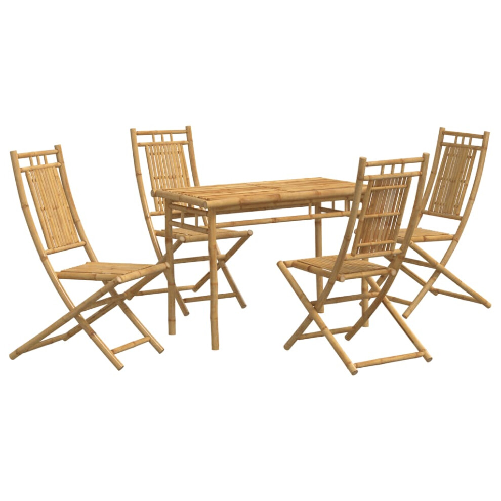 vidaXL Garden Dining Set 5 Piece Outdoor Dining Table and Chair Set Bamboo