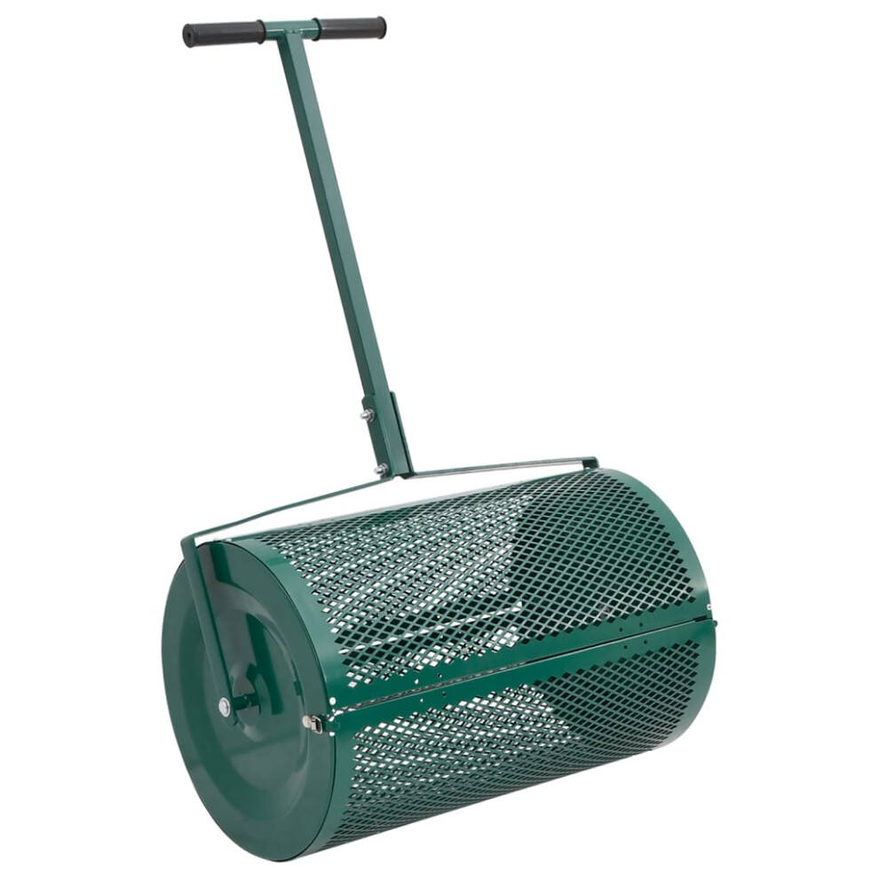 vidaXL Compost Spreader Moss Spreader Manure Spreaders Roller Green Steel