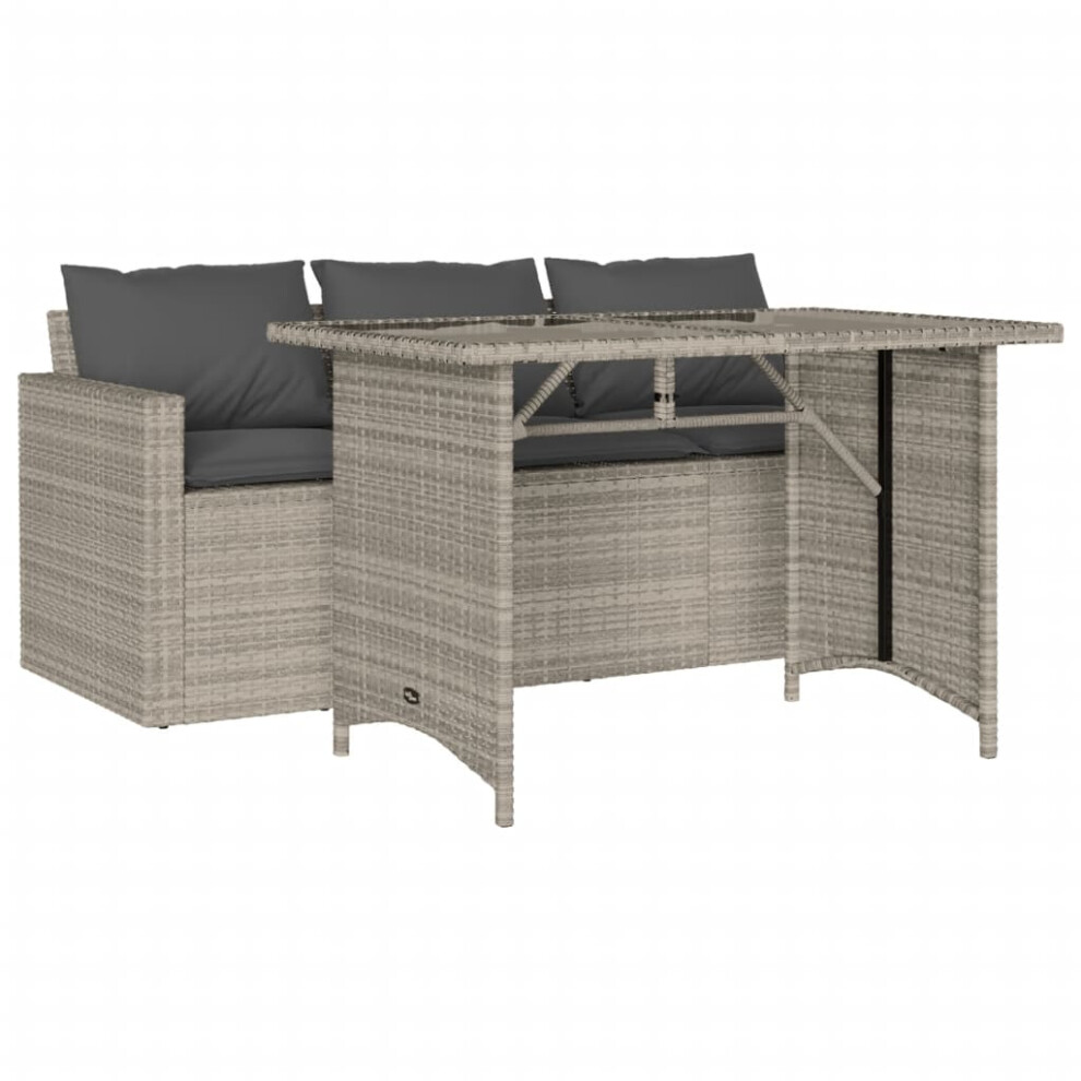 vidaXL Garden Dining Set 2 Piece with Cushions Sofa Light Grey Poly Rattan