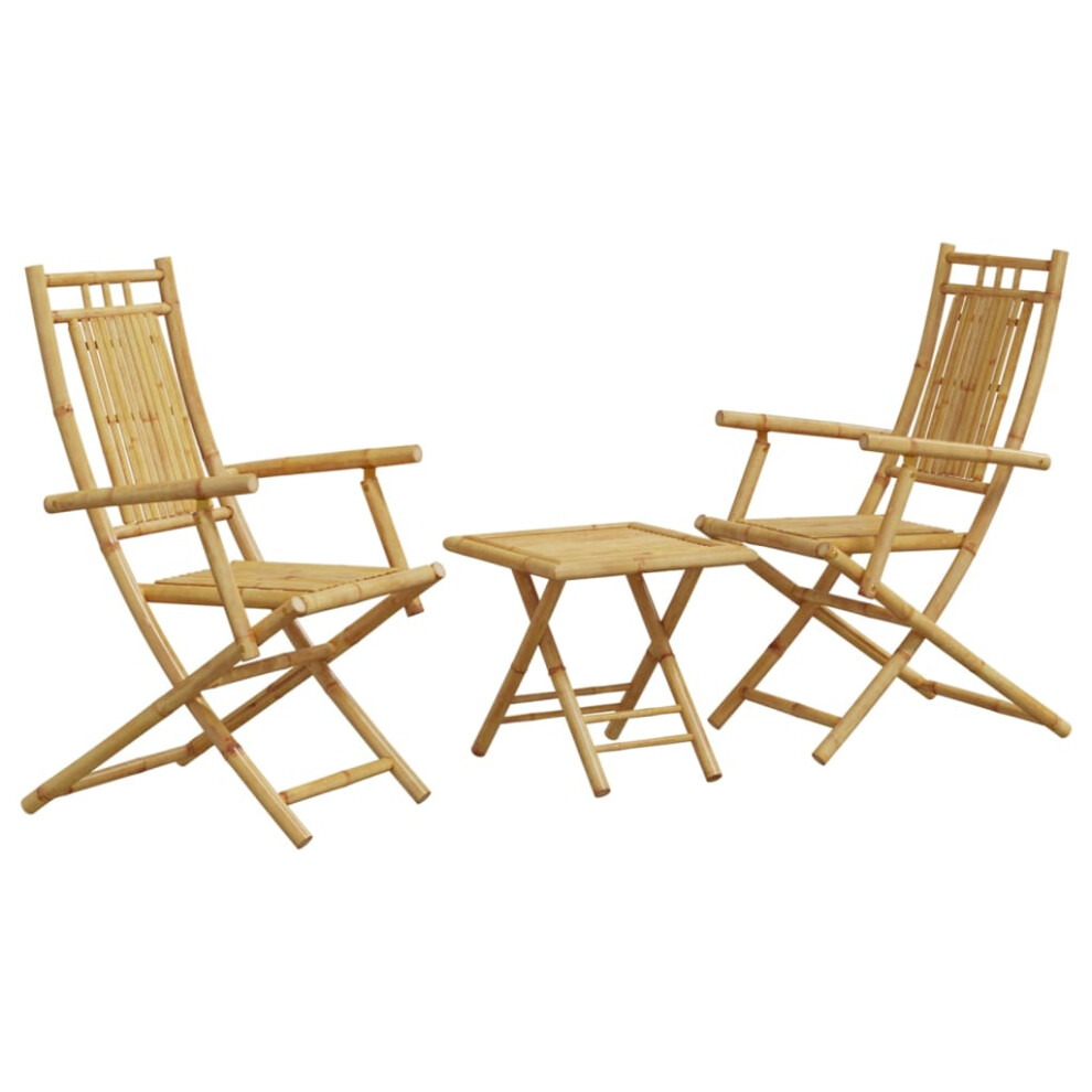 Vidaxl Bistro Set 3 Piece Outdoor Bistro Set Garden Table And Chair Bamboo