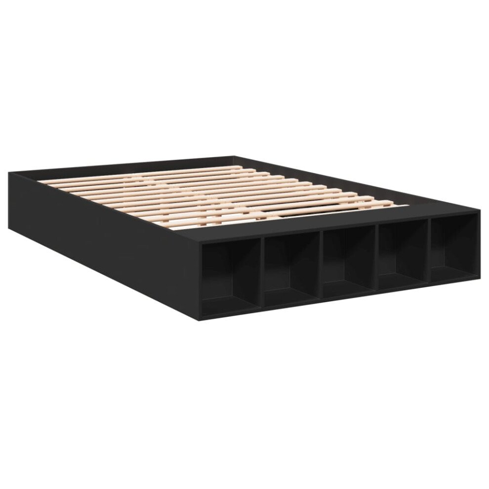 Vidaxl Bed Frame Home Bed Base Black 120X190 Cm Small Double Engineered Wood
