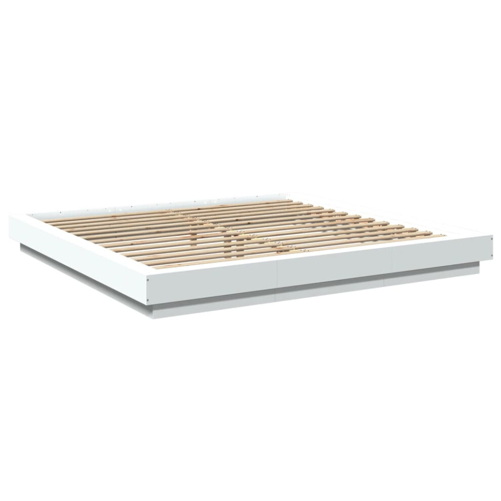 (white, 200 x 200 cm) vidaXL Bed Frame and LED Lights Bed Base Mattress Foundation Engineered Wood