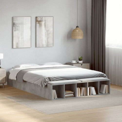 VidaXL vidaXL Bed Frame Bed Concrete Grey 120x190 cm Small Double Engineered Wood 2