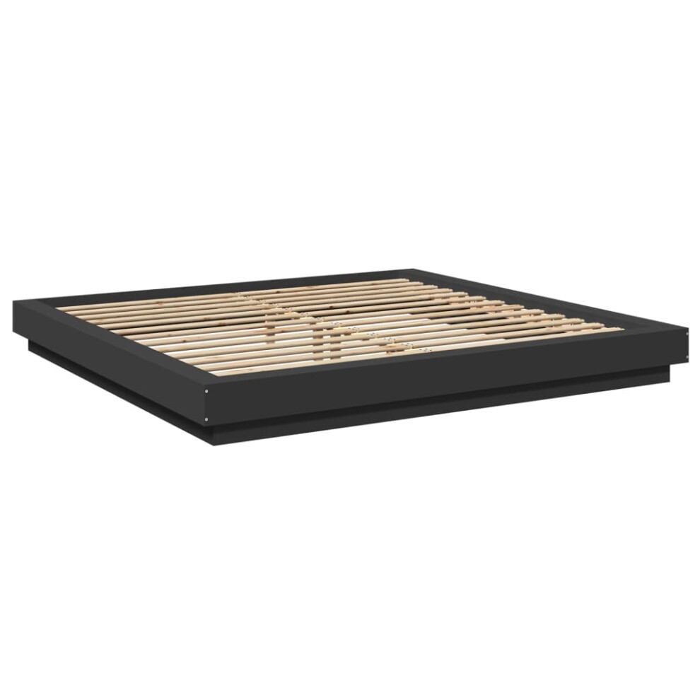 (black, 200 x 200 cm) vidaXL Bed Frame and LED Lights Bed Base Mattress Foundation Engineered Wood