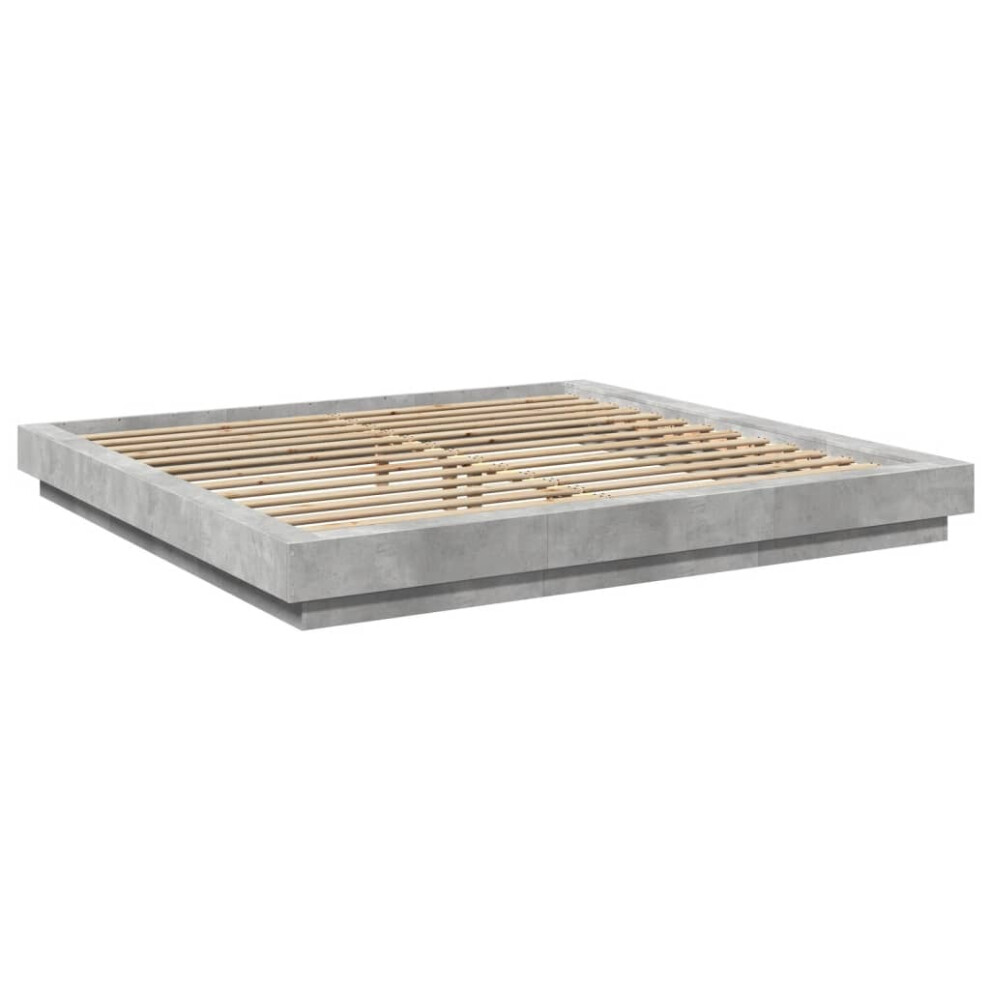 (concrete grey, 200 x 200 cm) vidaXL Bed Frame and LED Lights Bed Base Mattress Foundation Engineered Wood