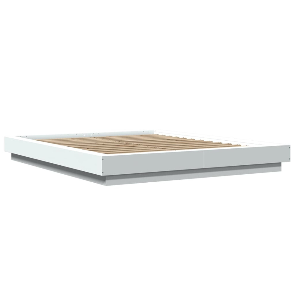 (white, 160 x 200 cm) vidaXL Bed Frame and LED Lights Bed Base Mattress Foundation Engineered Wood