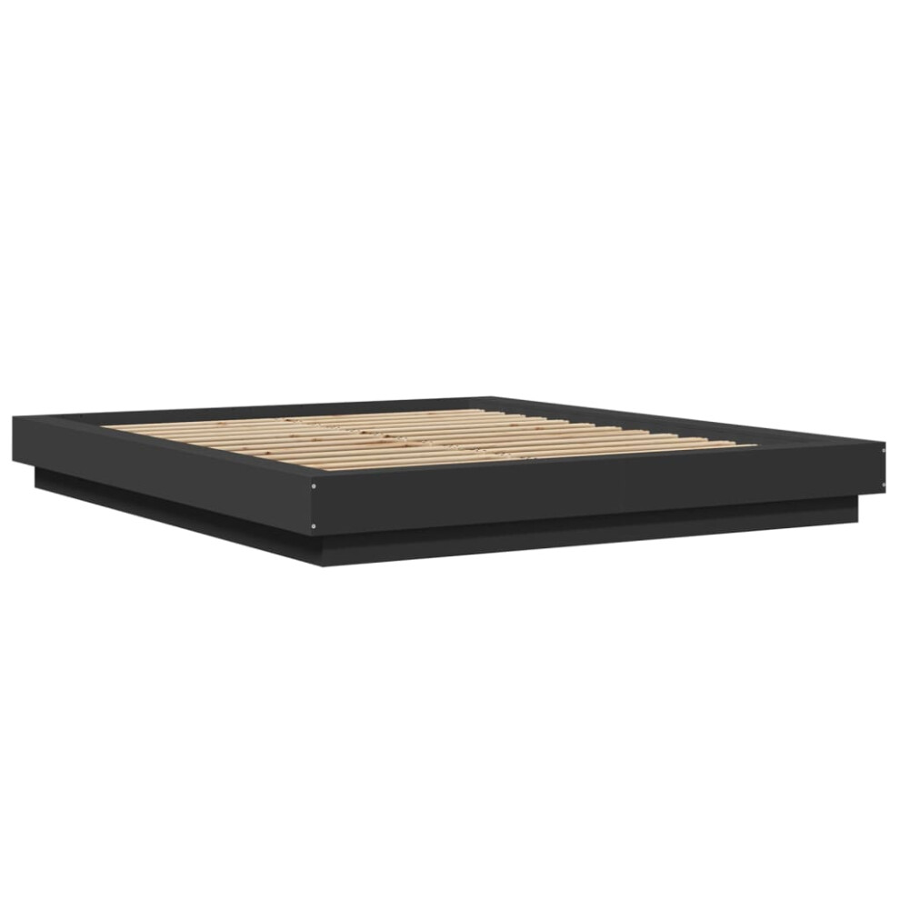 (black, 160 x 200 cm) vidaXL Bed Frame and LED Lights Bed Base Mattress Foundation Engineered Wood