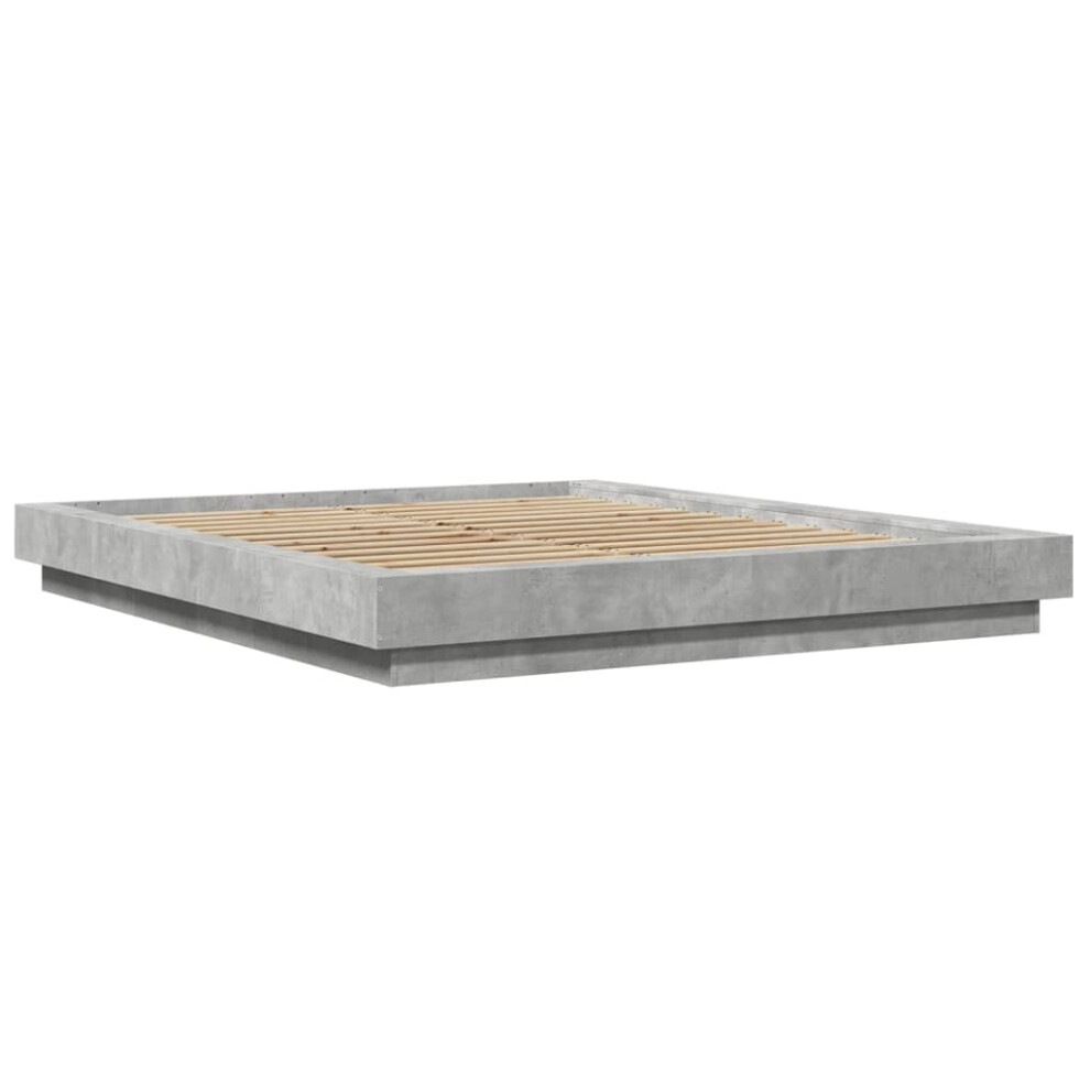 (concrete grey, 160 x 200 cm) vidaXL Bed Frame and LED Lights Bed Base Mattress Foundation Engineered Wood