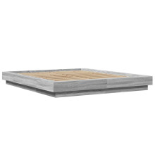 (grey sonoma, 150 x 200 cm) vidaXL Bed Frame and LED Lights Bed Base Mattress Foundation Engineered Wood