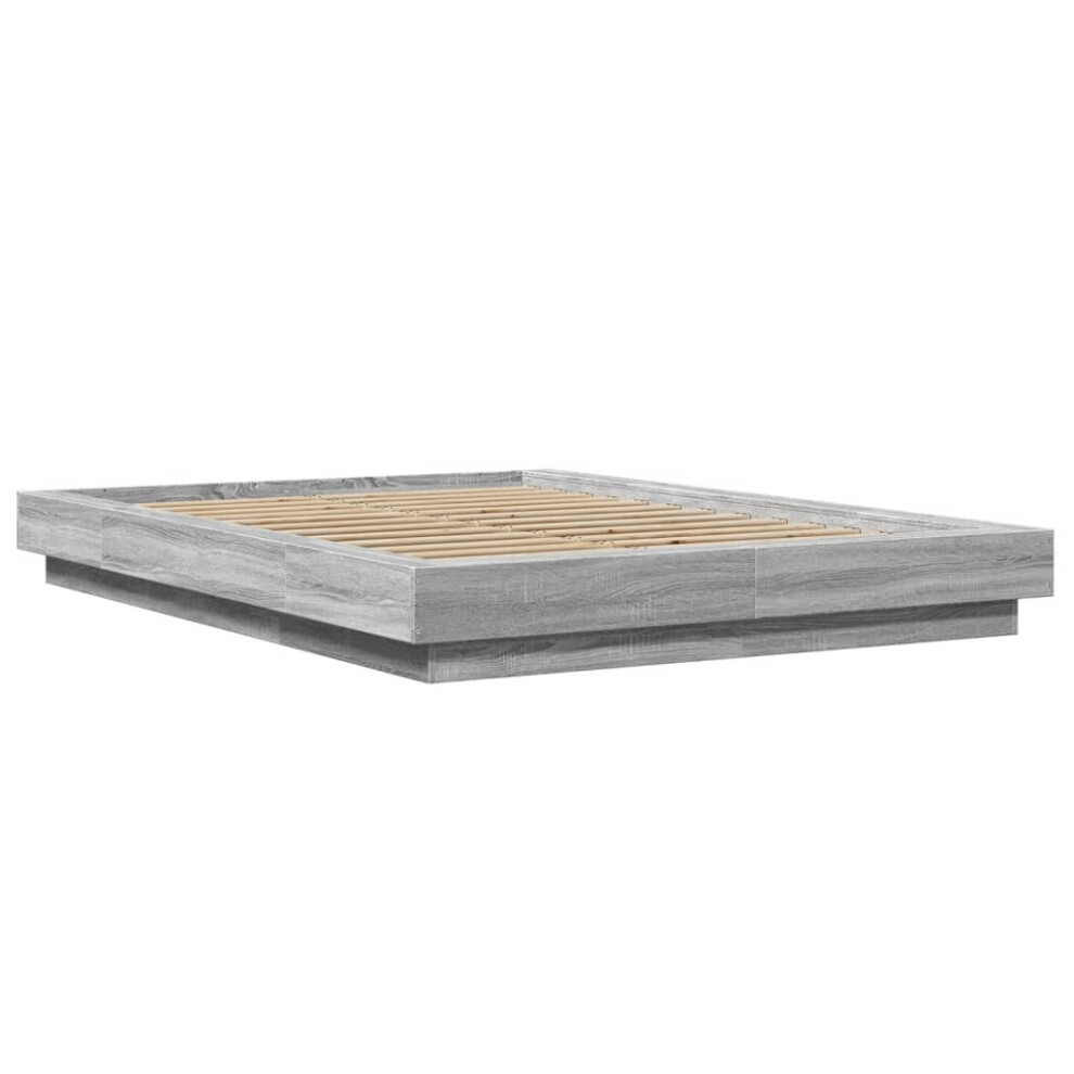 (grey sonoma, 140 x 200 cm) vidaXL Bed Frame and LED Lights Bed Base Mattress Foundation Engineered Wood