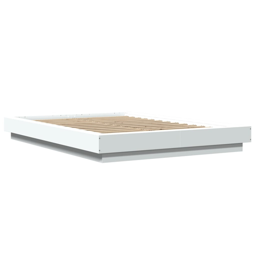 (white, 120 x 200 cm) vidaXL Bed Frame and LED Lights Bed Base Mattress Foundation Engineered Wood