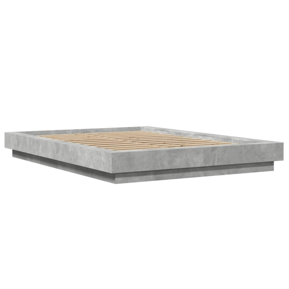 (concrete grey, 120 x 200 cm) vidaXL Bed Frame and LED Lights Bed Base Mattress Foundation Engineered Wood