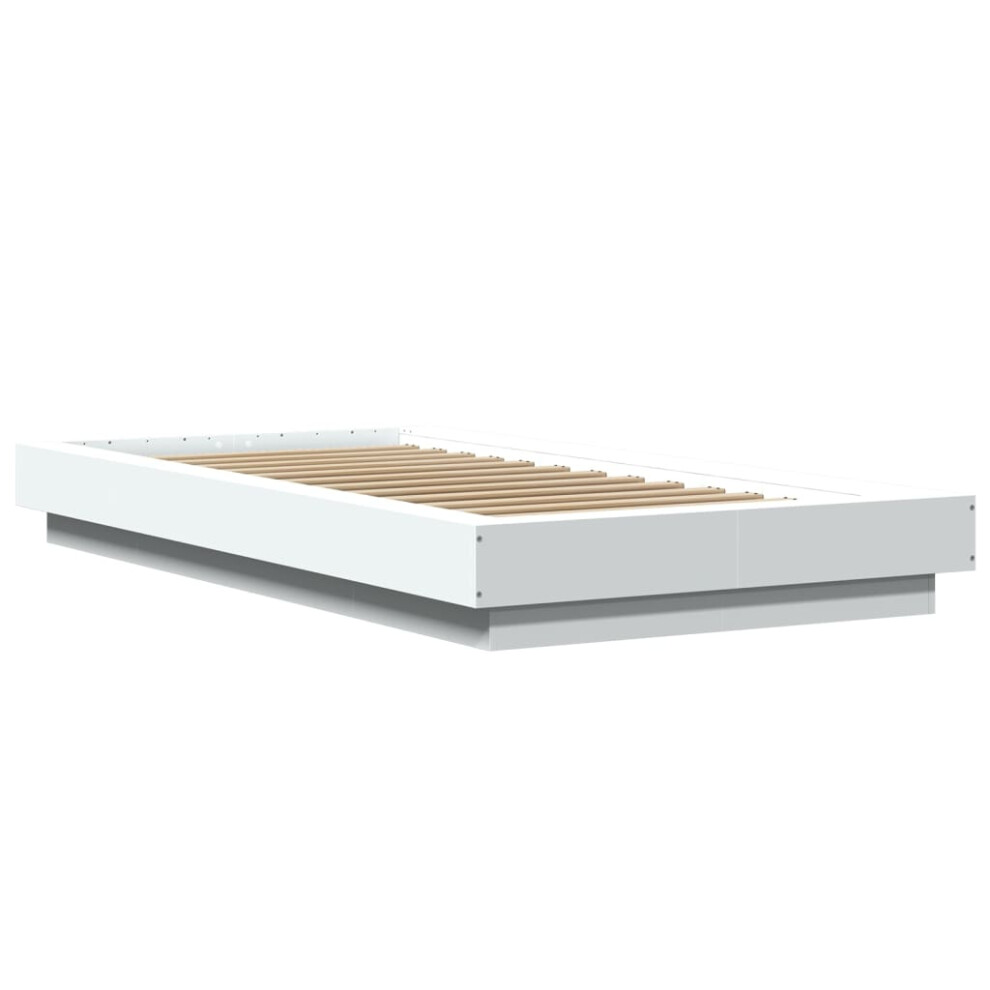 (white, 100 x 200 cm) vidaXL Bed Frame and LED Lights Bed Base Mattress Foundation Engineered Wood