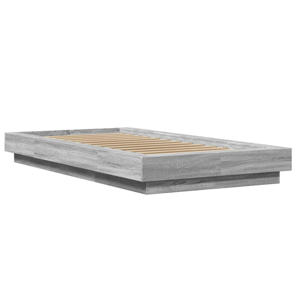 Vidaxl (Grey Sonoma, 100 X 200 Cm) Bed Frame And Led Lights Bed Base Mattress Foundation Engineered Wood