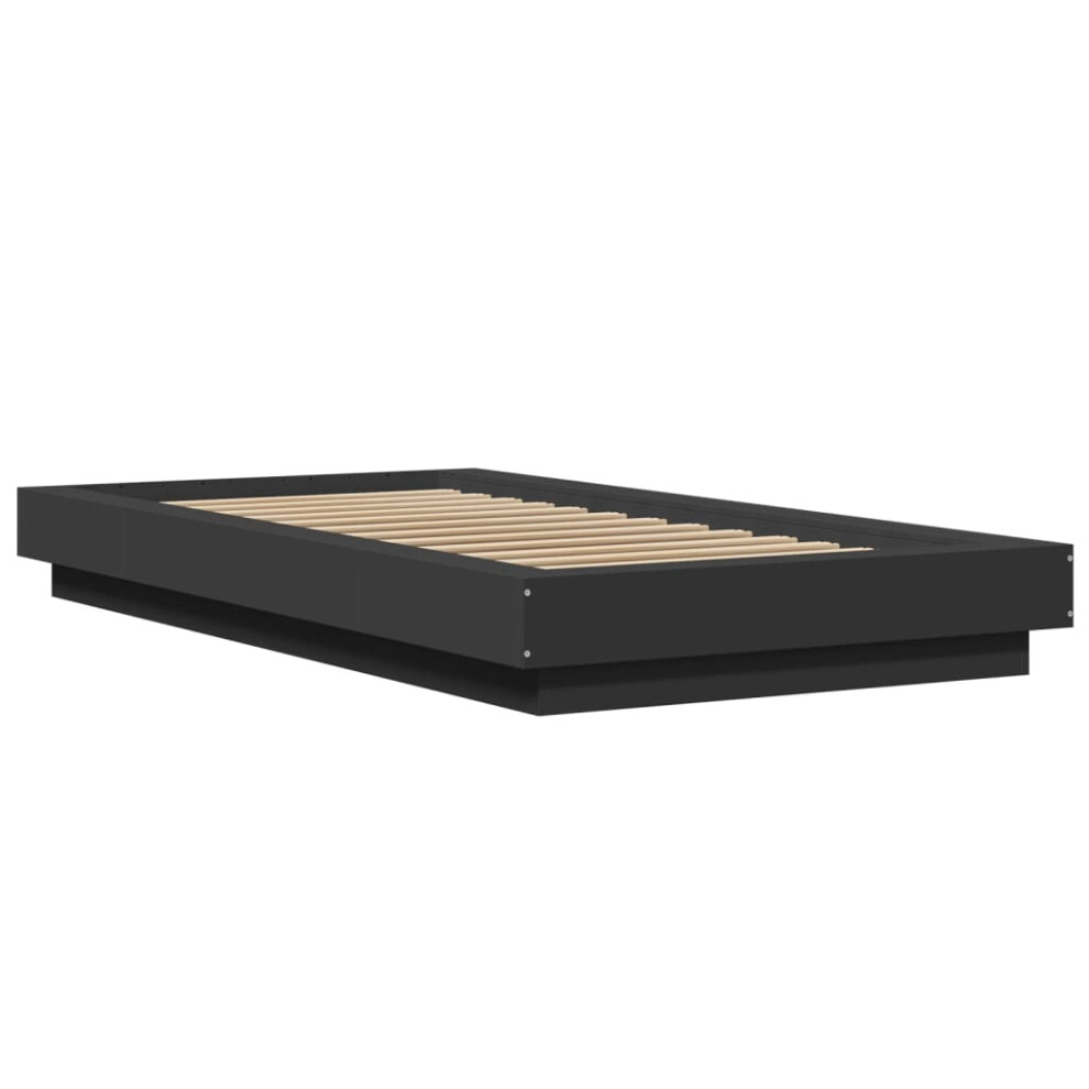 Vidaxl (Black, 90 X 200 Cm) Bed Frame And Led Lights Bed Base Mattress Foundation Engineered Wood