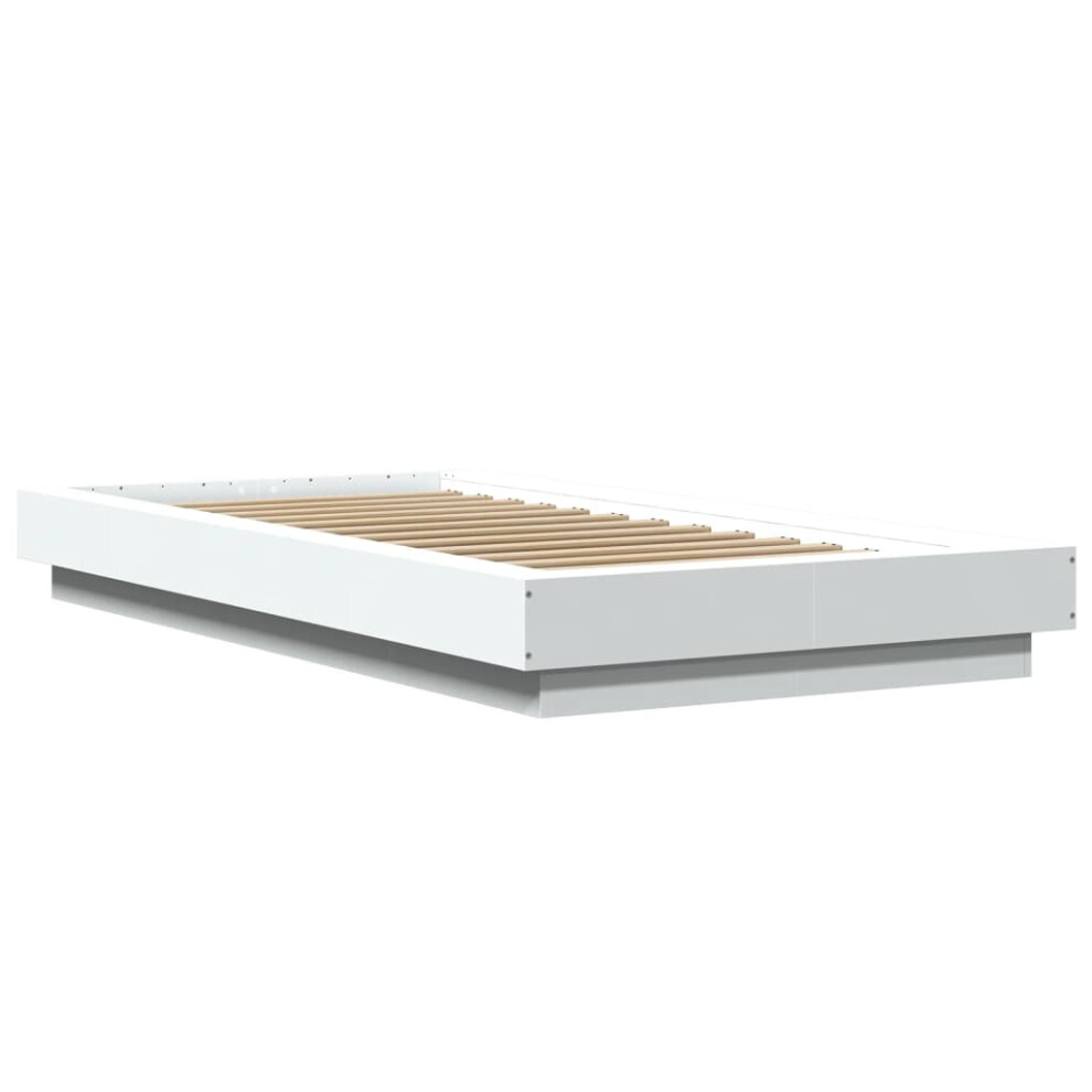 (white, 90 x 190 cm) vidaXL Bed Frame and LED Lights Bed Base Mattress Foundation Engineered Wood