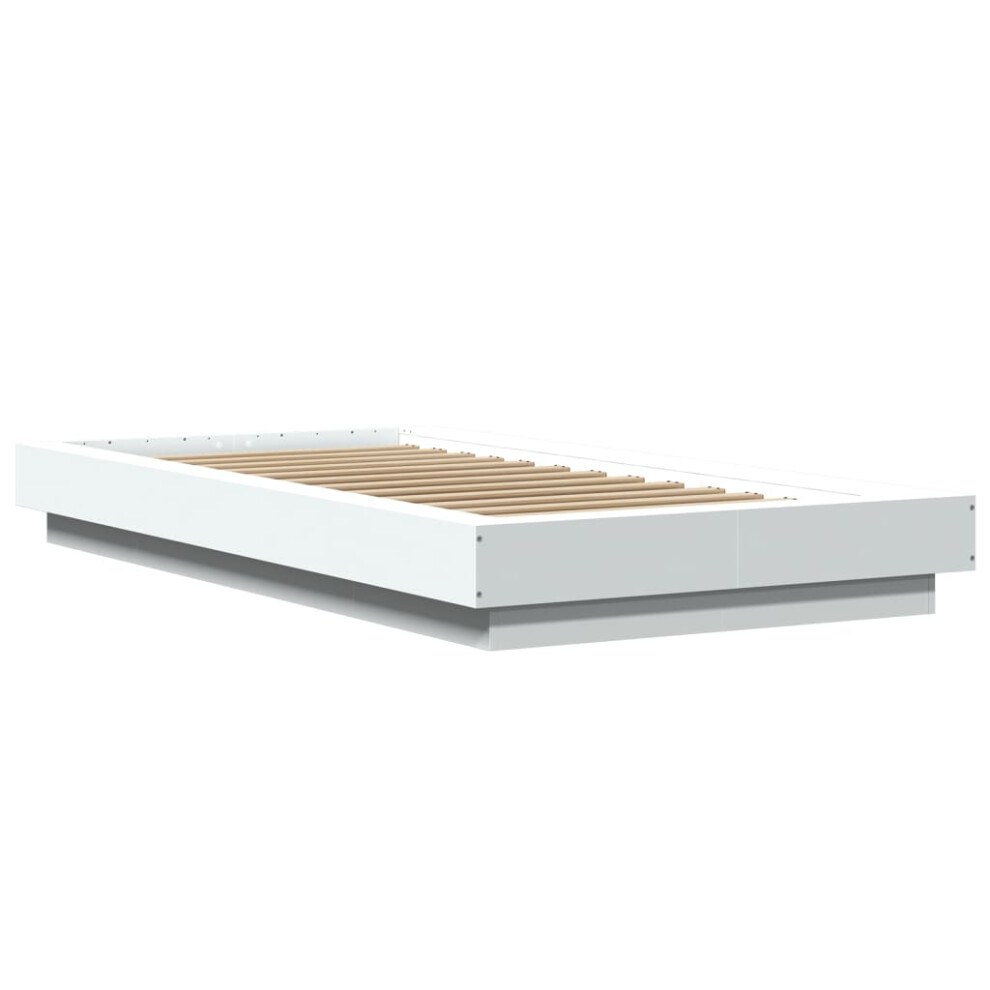 (white, 75 x 190 cm) vidaXL Bed Frame and LED Lights Bed Base Mattress Foundation Engineered Wood